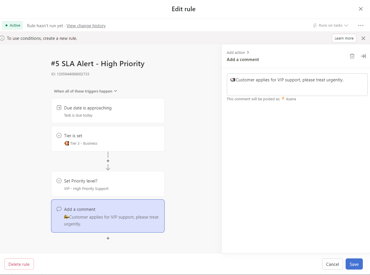Customer suppport SLA example