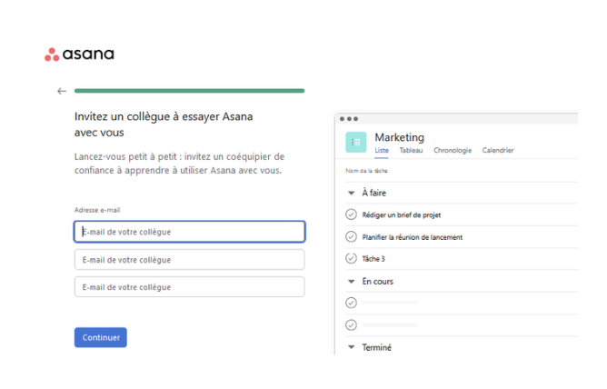 Cas 1 : étape #14 Première connexion à Asana