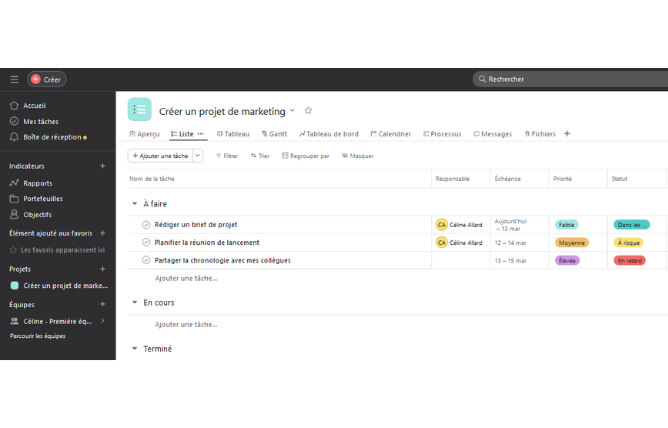 Cas 1 : étape #16 Première connexion à Asana