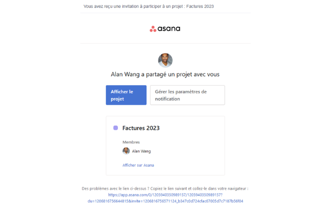 Cas 2 : étape #2 Première connexion à Asana