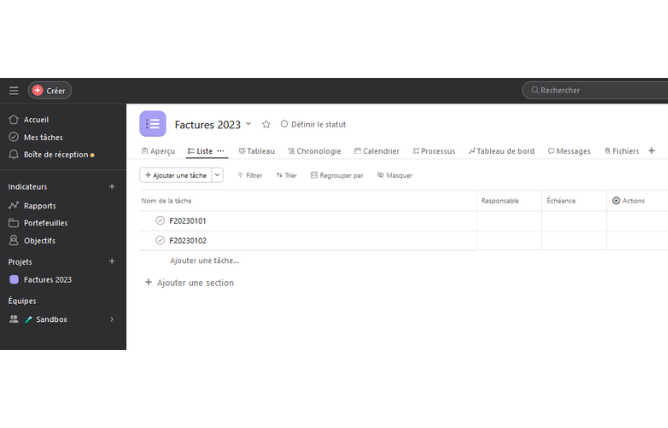 Cas 2 : étape #7 Première connexion à Asana