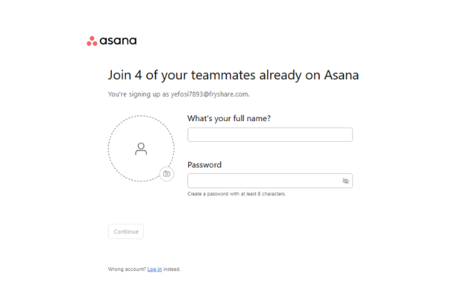 Case 1: step #5 login to Asana