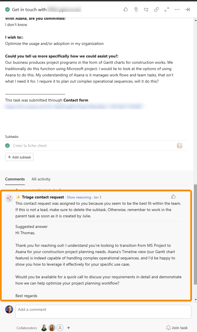Formulaire de contact de triage 1