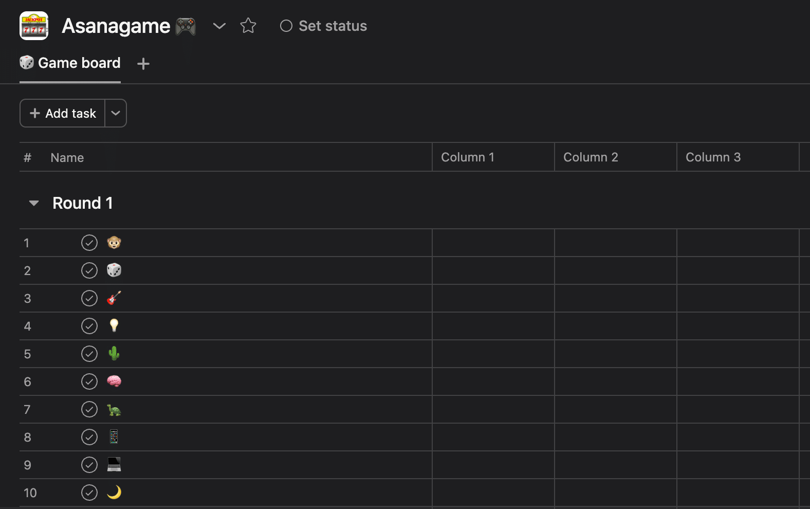 Asanagame game board
